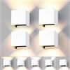 wisdom line 4 Pezzi Applique LED Interno Esterno 15W 3 Colori Bianco | Applique da parete a cubo 11cm. IP65 impermeabile con fascio luce regolabile 0-120° in alluminio per giardino e corridoio.