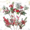 SJUNJIE 8 Rami di Pino Artificiale di Natale Simulazione Rametti Decorativi | Natale Diversi Stili Rami Abete con Berries Pigne per Confezioni Regalo Fai da Te Decorativo Vaso Natalizio