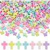 SUNNYCLUE 300 pezzo di Perline Incrociate Perline Incrociate Colorate In Acrilico Mini Piccole Macaron Colore Tasca Trapunta Croci Minuscolo Crocifisso Pasquale In Plastica Perline Distanziatrici Scio