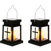 Lergas Lampada per Tomba Impermeabile per Esterno, Lanterna Solare per il Giardino di Tombe, Lampada per Tomba per Urne, Lampade per Tomba Nere con Candele LED, Piccola Lanterna a Vento con Candele