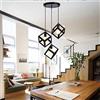 Mengjay Trade Lampada a Sospensione Vintage Industriale Moderno Creativo Geometrico Battuto Lampadario in Ferro Adatto per camera da letto, soggiorno, sala da pranzo e un da cucina, E27, Nero (Quadrato A)