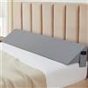 HNBCYRND Cuscino A Cuneo Per Letto Matrimoniale,Triangolare Cuscino Da Lettura,Riempimento Dello Spazio Per Il Cuscino Con Zeppa Con Tasca Laterale, Per Spazio Tra Materasso E Testiera(99x25x15cm,Grey)