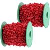 TEHAUX Ghirlanda di Perle Rosse in Rotolo, Catena Decorativa Tagliabile | Perle Finte Abs, 1 Rotolo Leggero, per Decorazioni Floreali e Tavola, Effetto Elegante