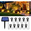 AONAT 10 Luci Solari da Giardino a Picchetto, 3000 K Bianco Caldo | Faretto LED da Esterno Solare IP44 con Accensione Automatica, Senza Presa, per Vialetti, Prato, Cortile, Terrazza e Piante
