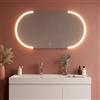 Kiamami Valentina Specchio Bagno Ovale Retroilluminato LED Touch 120x60 cm | Illuminazione LED laterale, accensione touch, telaio in alluminio, bordo levigato, profondità 2,5 cm