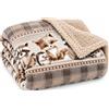 Tata Home Coperta Plaid Morbida Coperta Pile Super Calda Invernale Plaid Divano Flanella Retro Agnellato Sherpa 3 Misure 5 Disegni (Procioni, Singolo 150x200 cm)