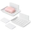 Quorumsg 2 Pezzi Porta Saponetta da Muro, Bianco Portasapone Senza Fori, Porta Saponetta Autoadesivo con Cuscinetto Adesivo, per Doccia, Bagno e Cucina(MAX Supporta 3 KG)