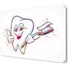 Yangxiaolei Happy Tooth Acquerello Tela Stampa Murale Arte Dentale - Poster Anatomia Pediatrica per Dentista Clinica - Decorazioni Mediche Studio Dentale Kid Room - 40x60cm Senza Cornice