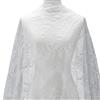 CABODYALS Tessuto in Pizzo Ricamato in Morbido Tessuto di Seta Bianco da 3 m, Tessuto Cucito in Tulle con Motivo A Rete Vintage, Tessuto per Cucito, Forniture per Tovaglie da Festa Fai da Te