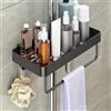 Syncharm Mensola Doccia Senza Foratura, Portaoggetti da Appendere per Asta | Portasapone Bagno Antiruggine con Ganci, Portata 5kg, Porta Sapone Shampoo Bagnoschiuma Mensole Doccia Accessori, Nero