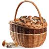 KADAX Cestino di Vimini per Funghi e Spesa - Robusto Cestino da Picnic e Giardino Con Manico - Ovale, Mix, 43 x 30 x 43 cm