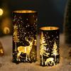 Glasseam Portacandele a Uragano di Natale: Set di 2 portacandele in Vetro per Candele a Colonna Portacandele a Cilindro Portacandele a Cilindro Nero Portacandele a Barattolo per Regalo di Natale