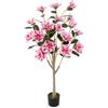 COSTWAY Albero di Magnolia Artificiale da Interno ed Esterno 130 cm | Pianta Finta con Foglie in PEVA, Tronchi Multi-ramo, Muschio Realistico, per Negozio, Casa e Ufficio