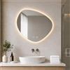 Aplancee Specchio da bagno a LED con illuminazione, asimmetrico, touch, 80 | 3 colori di luce, funzione anti-appannamento e memoria per bagno, WC degli ospiti, lavandino, lavabo o zona trucco