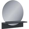 Vicco Specchio bagno Elyra, Nero, 50 x 54.5 cm | Superficie a specchio rotonda · Ripiano integrato · Per decorazioni e accessori · Versatile