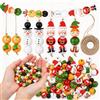 Realoutlet Kit Albero di Natale con Perline 150 Pezzi - Perline Legno Natale con Faccine di Pupazzo di Neve, Kit Fai-da-te per Albero di Natale con Perline, Set di Perline Natalizie con 20m Corda
