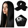 ISHEENY Extension per capelli veri con microring, colore nero scuro, 50 cm, 50 pezzi, 30 g, morbide e confortevoli, fusione senza cuciture con i propri capelli, ideali per matrimoni, feste, uso