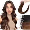 ISHEENY Extension con microring in capelli veri, 50 cm, 50 pezzi, 30 g, capelli lisci, regolazione precisa del colore, montaggio professionale, possibilità di styling naturale, per donne per uso