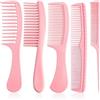 Cedelichy Set di 5 pettini per capelli, pettini professionali da parrucchiere, pettini districanti a coda di topo, resistenti al calore, antistatici, adatti per ricci lunghi, bagnati e spessi, colore rosa