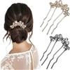 Bremorou 2 forcine per capelli francesi da donna, a forma di U, forcine per capelli con perle a forma di U per chignon, eleganti forcine per capelli francesi da donna, forcine per capelli oro/nero, forcine per