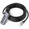 Lustrens Hub USB 2.0 a 4 porte, splitter USB multiposto da 480 Mbps con cavo di prolunga da 5m