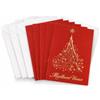 Afie M5-432 - Set di 5 biglietti di auguri per albero di Natale, oro e argento, 13,5 x 8,5 cm + 5 buste bianche 14 x 9 cm, 5 simpatici su carta di cartone rosso di alta qualità, colore: rosso