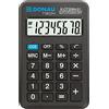 DONAU Calcolatrice DONAU TECH / 8 cifre, funzione radice quadrata / 9,7 x 6 x 1,1 cm / Nero / Calcolatrice con display a 8 cifre / Alimentazione a batteria / Design compatto