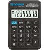 DONAU Calcolatrice DONAU TECH / 8 cifre, funzione radice quadrata / 8,9 x 5,6 x 1,1 cm / Nero / Calcolatrice con display a 8 cifre / Alimentazione a batteria / Design compatto