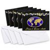 Afie M5-485B - Set di 5 biglietti auguri felice anno nuovo pianeta terra in oro dorato e blu, 13,5 x 8,5 cm + 5 buste bianche 14 x 9 cm, 5 cartine su carta premium in cartoncino nero di alta qualità