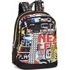 COMIX FLASH - Zaino Organizzato Scuola Media, Superiore e Elementare con 2 Ampi Spazi Centrali e Spallacci Regolabili, Vano Frontale a Zip e Tasche Laterali, Nero/Giallo - 32x43Hx23, 31 L