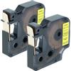 vhbw 2x Cassetta nastro compatibile con Dymo Rhino 6000, 5000, 5200, 4200, 3000, 1000 etichettatrice 5,5m x 12 mm nero su giallo, vinile
