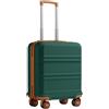 KONO easyJet 45x36x20 Trolley Bagaglio a Mano Rigida Valigia, Verde/Marrone | Leggero Trolley da Cabina in ABS+PC, 4 Ruote Girevoli a 360° Silenziose, Resistente ai graffi, ideale per viaggi brevi