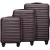 WITTCHEN Skyspeed Line Set di 3 valigie Valigia da viaggio Rolling Trolley Bagaglio a mano Set di valigie rigide in ABS con serratura a combinazione Manico telescopico 4 ruote Marrone scuro