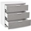 Arreditaly Cassettiera Design Moderno Con 3 Cassetti Comò Senza Piedi Mobile Salvaspazio Per Camera Da Letto Studio E Lavanderia 77 X 38 X 80 Cm Bianco E Grigio Cemento