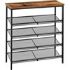 FRANKYSTAR® Zen - Scarpiera 4 ripiani 75x85x28,5 cm per 12 paia di Scarpe Stile Industriale in Metallo e Legno