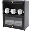 Fyssnn Credenza moderna da cucina con 2 ante in acrilico trasparente | Armadio portaoggetti in bambù con chiusura magnetica | Cassettiera impilabile per cucina, soggiorno, ufficio (nero)