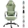 Dowinx Sedia Gaming,Ergonomica Ufficio,Sedia in rete,Verde chiaro | Portata massima 140 kg,cuscino della seduta 51 cm,schienale reclinabile da 90° a 135°,ideale per casa,ufficio e videogiochi