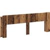 Goldonion Testata Letto Legno Antico con Armadio | Legno Ingegnerizzato, 193,5x18,5x80 cm, Con Ripiano Libri, Montaggio a Parete