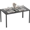 HOMCOM Tavolo da pranzo in vetro per 4-6 persone, 140 x 80 x 75 cm, nero | Tavolo rettangolare, gambe in metallo, per cucina, soggiorno