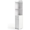 Baroni Home Colonna Angolare da Bagno 3 Ripiani, 1 Anta e 1 Cassetto, Scaffale Salvaspazio ad Angolo in Plastic Wood, Mobile Organizer per Bagno, Facile da Montare e Pulire, 22x22x120 cm