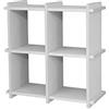 Gicos Scaffale bacheca libreria in legno bianco 4 ripiani 35*13*35 cm DOU-782459