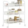 HOMCOM Carrello da Cucina Portavivande, 3 Livelli, 45x26.5x63cm, Bianco | Carrello Portaoggetti, Cesti Removibili, 4 Ruote, Acciaio, Plastica PP