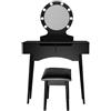 Home Deluxe - Tavolo da toeletta Miranda - nero: - 130 x 80 x 40 cm, 8 LED a scelta tra 3 colori di luce, controllabile tramite pulsante touch, sgabello incluso. Tavolino da trucco