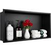 Aeroflexa Nicchia doccia incasso,Nicchia per doccia, nicchia in acciaio inox, nicchia per doccia senza piastrelle, mensola da bagno a incasso impermeabile 60x30x10cm Nero