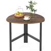 COSTWAY Tavolino da Salotto Triangolare, Tavolino Ovale con Gambe in Metallo, Tavolo Piccolo Industriale e Moderno per Soggiorno, Ufficio e Studio, 60 x 59 x 50 cm (Marrone)