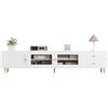 Azkoeesy 170 cm Mobile Porta TV per Soggiorno, Credenza TV Bassa con 2 Ante Vetrate e 2 Cassetti, MDF Bianco, Maniglie Dorate e Piedi Dorati, 170x40x48 cm