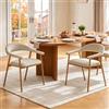 LEMROE Set di 2 Sedie da Pranzo,Poltrone Beige, gambe in metallo, Moderno | Telaio in metallo nero, bracciolo, schiena curva, moderna poltrona ergonomica accento per sala da pranzo, cucina