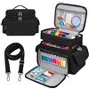MIUUIPI Borsa organizer per accessori da cucito con tracolla, borsa per accessori da cucito, a doppio strato, con 2 tasche rimovibili, per principianti, viaggiatori, corsi di cucito, nero