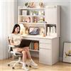 GXQFC Postazione Di Lavoro per PC per Lavorare e Studiare, Bianco Scrivania Moderna Per Casa e Ufficio con Ripiano, Tavolo da Studio 120x45x165cm