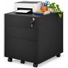 NovoLiving Cassettiera Scrivania, 3 Cassetti, con Ruote, Nera, 39×52×59 cm | Cassettiera Ufficio, Cassettiera Sotto Scrivania, Cassetto con Chiave, in Legno, Porta Stampante, per Studio & Home Office